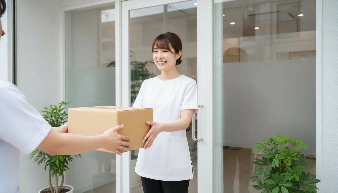 PMU用品を受け取る施術者のイメージ